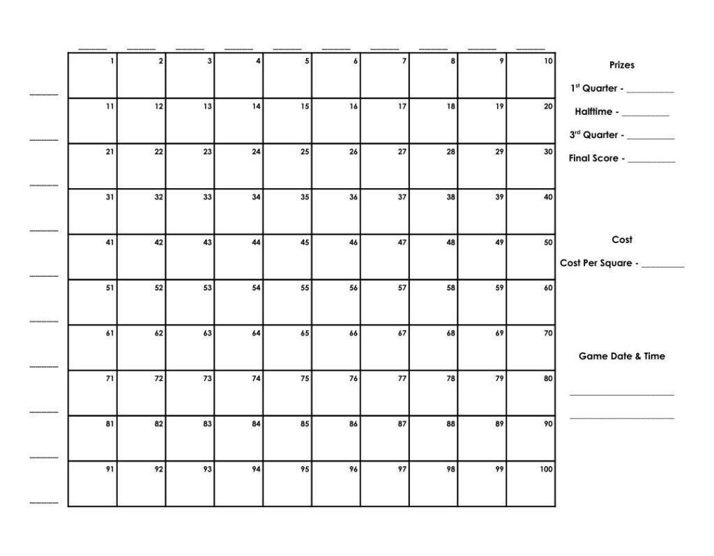 10 Best Printable 100 Square Football Pool Grid Printablee