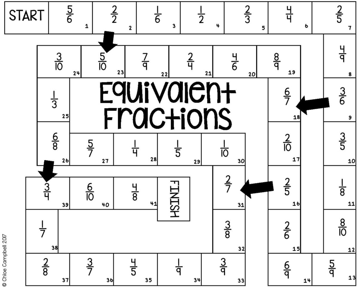 10 Printable Fraction Board Games For Equivalent Fractions