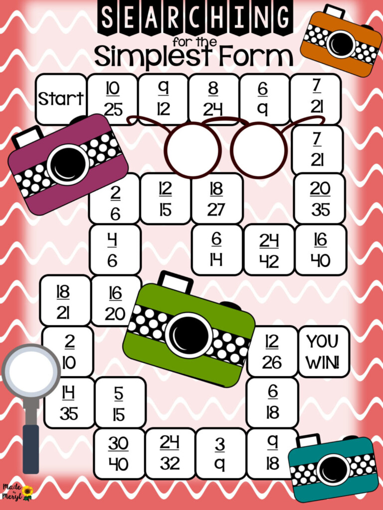 7 Printable Fraction Board Games For Identifying Simplifying Fractions