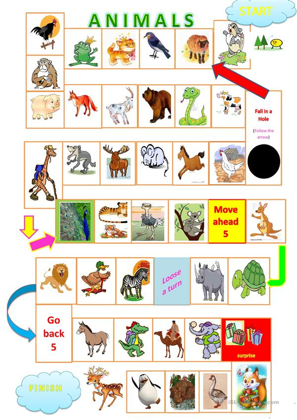 Animals Board Game Worksheet Free ESL Printable Worksheets Made By