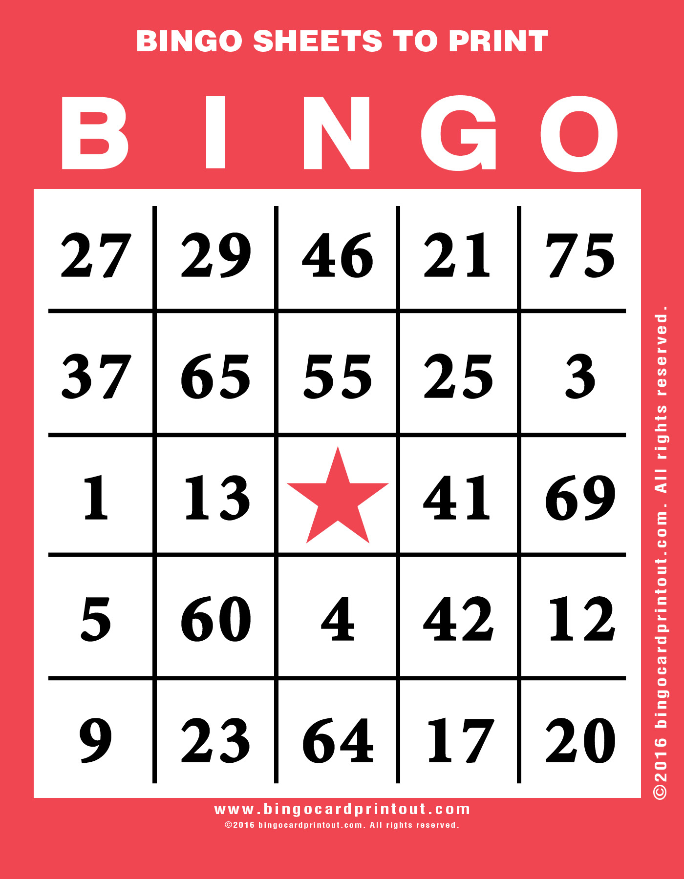 Bingo Sheets To Print BingoCardPrintout Bingo Sheets To Print BingoCardPrintout