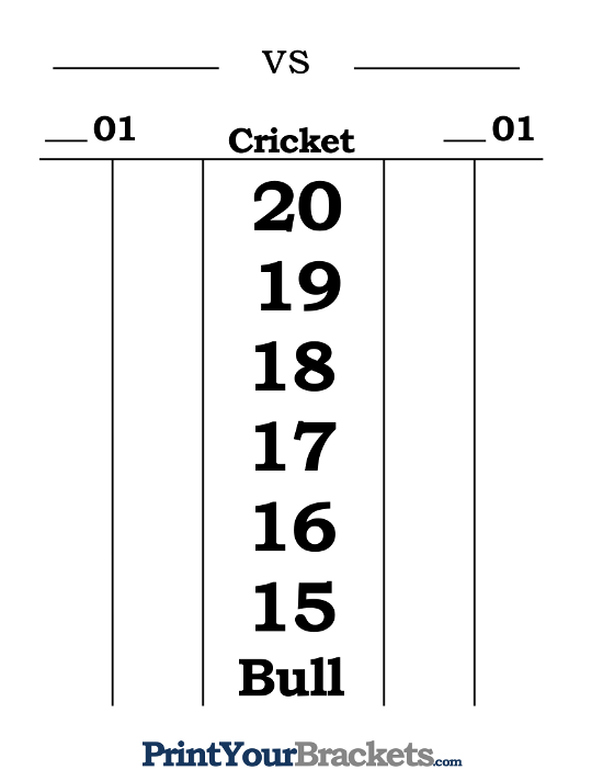 Dart Scoreboard Printable And Fillable Score Sheet