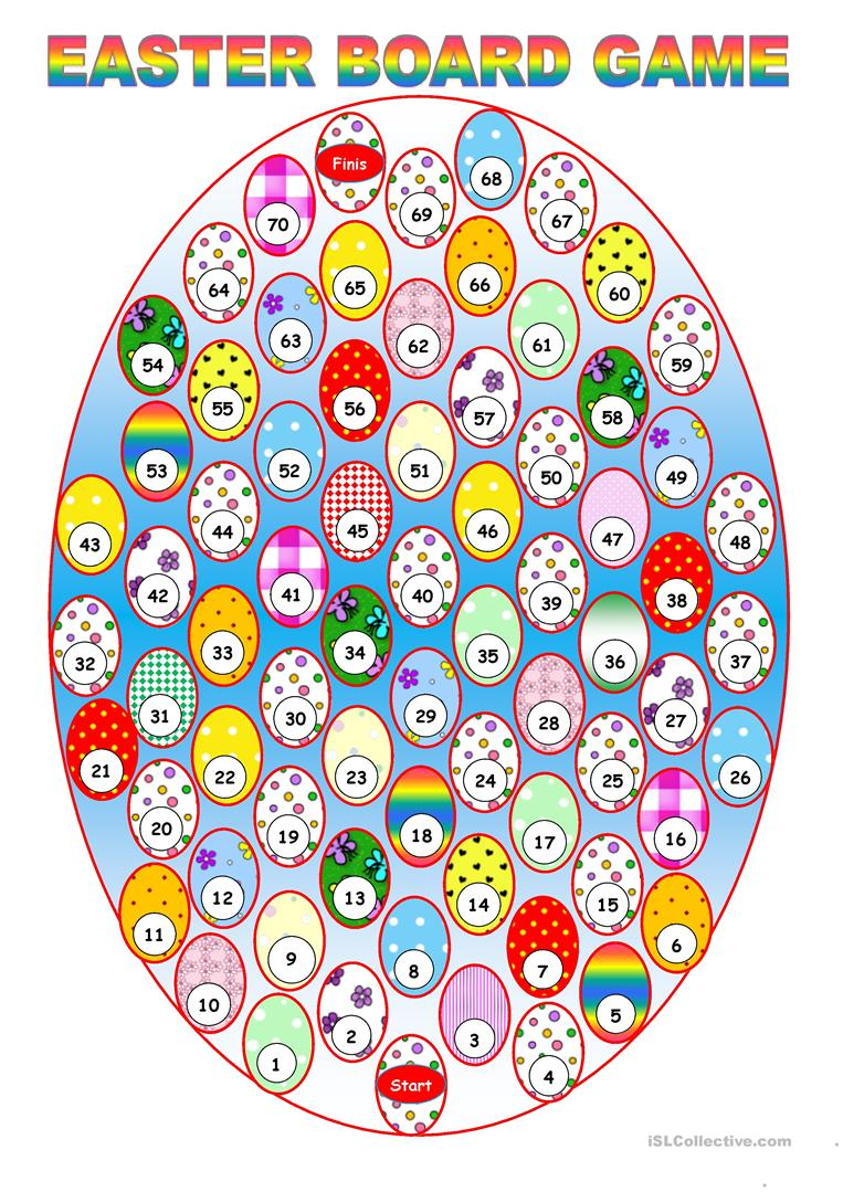 Easter Board Game 72 Cards Included Worksheet Free ESL Printable