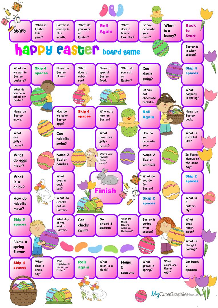 Easy Easter Speaking Activity Boardgme Worksheet Free ESL Printable Easy Easter Speaking Activity Boardgme Worksheet Free ESL Printable