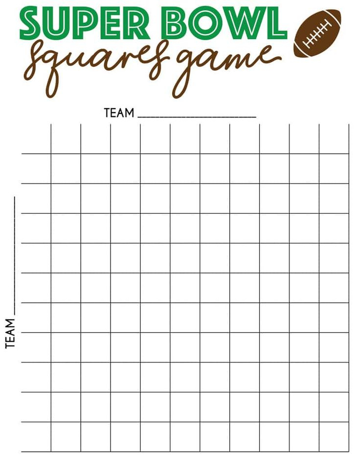 Free Printable Super Bowl Squares Game Board Perfect For Any Some