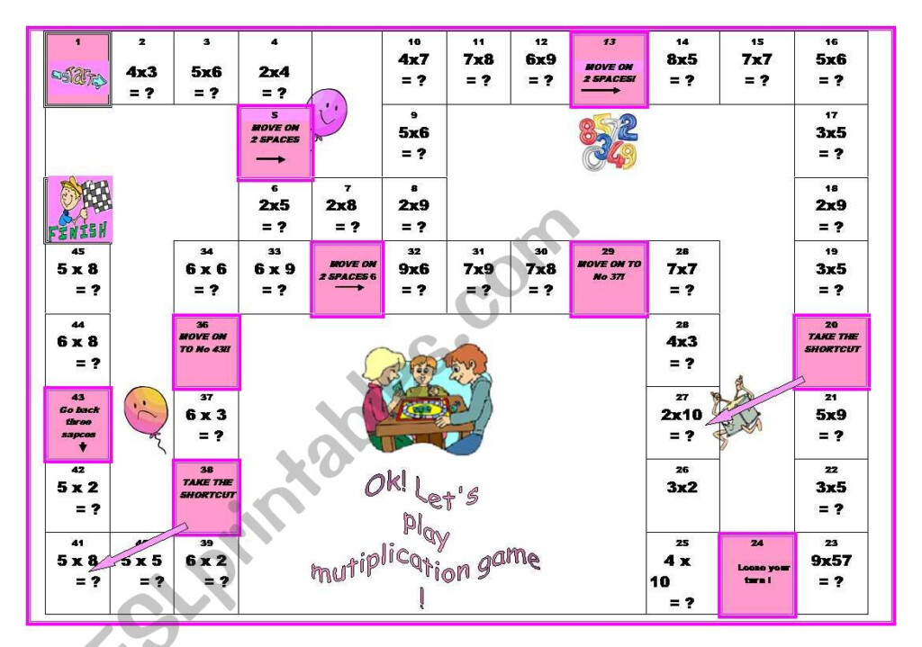 Multiplication Boardgame ESL Worksheet By Loic