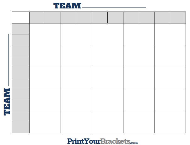 Printable Super Bowl Squares 25 Grid Office Pool