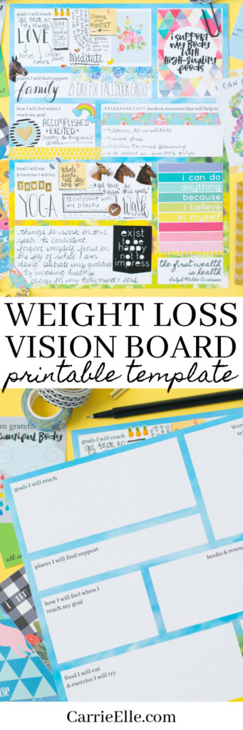 Printable Weight Loss Vision Board Template Carrie Elle