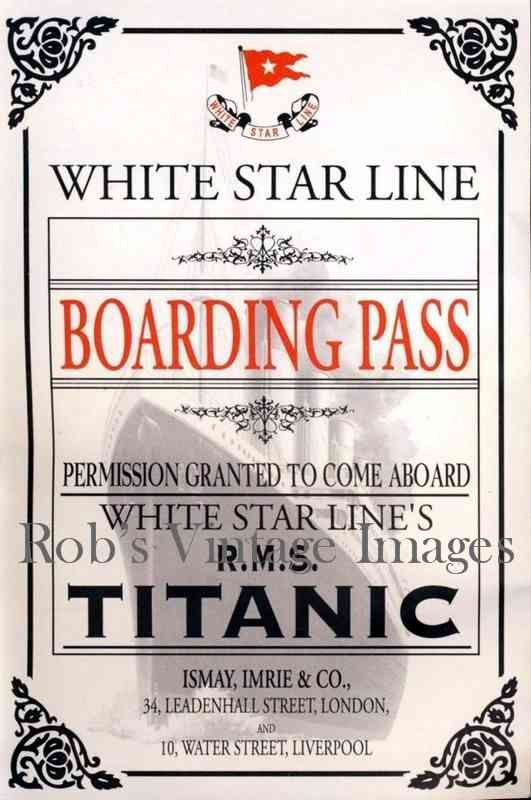 Titanic Boarding Pass Photo Print White By RobsVintageImages Titanic 